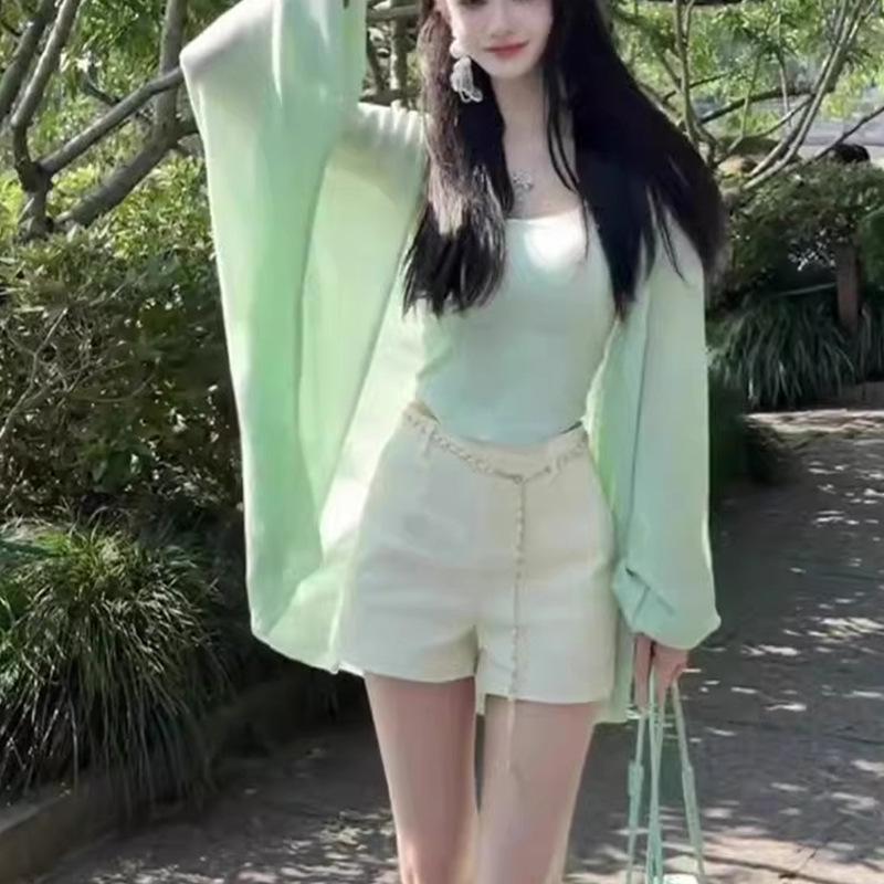 

Sweet Mint Mambo 2-Piece: Sun Protection Cardigan & Age-Reducing Sexy Vest Set Small