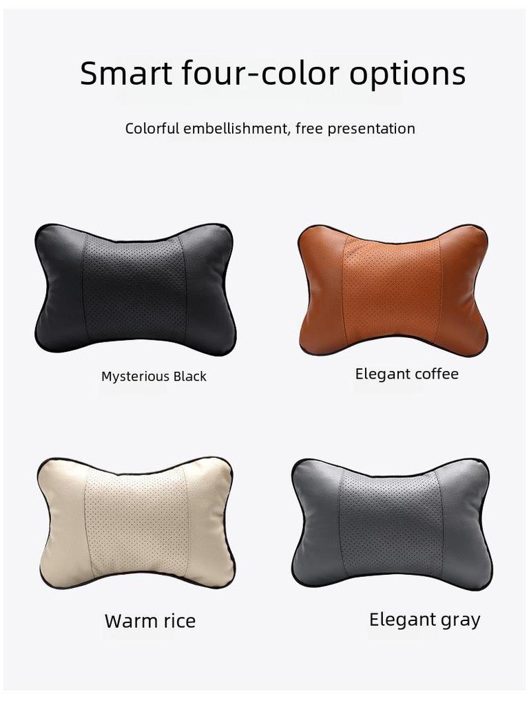 Leather Car Seat Bone Pillow: Breathable Massage Neck Pillow for Home and Car, Four Seasons Comfort.