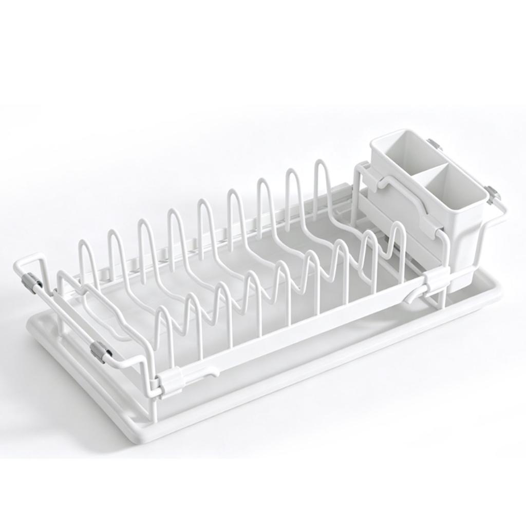 Extendable Dish Drying Rack Multifunctional Dish Drainer Kitchen Organizer Shelf with Cutlery Holder for Small