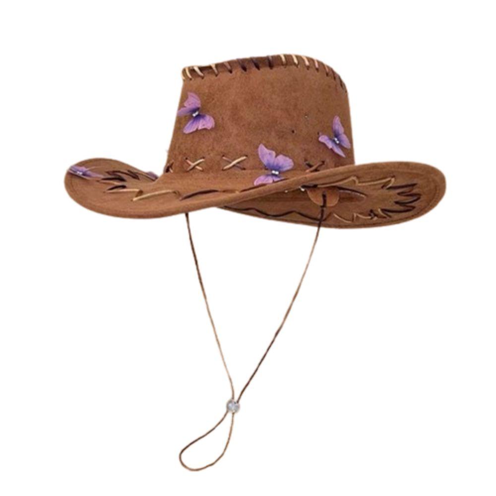 

Punk Western Cowboy Hat Vintage Fisherman Hat Elegant Sunscrean Bucket Cap Climbing кавовий