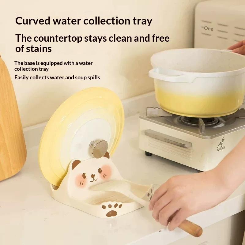 1Pcs Abs Lid Holder Bear Shape Design Countertop Mount Kitchen Counter Organizer Creative Multi-Functional Storage