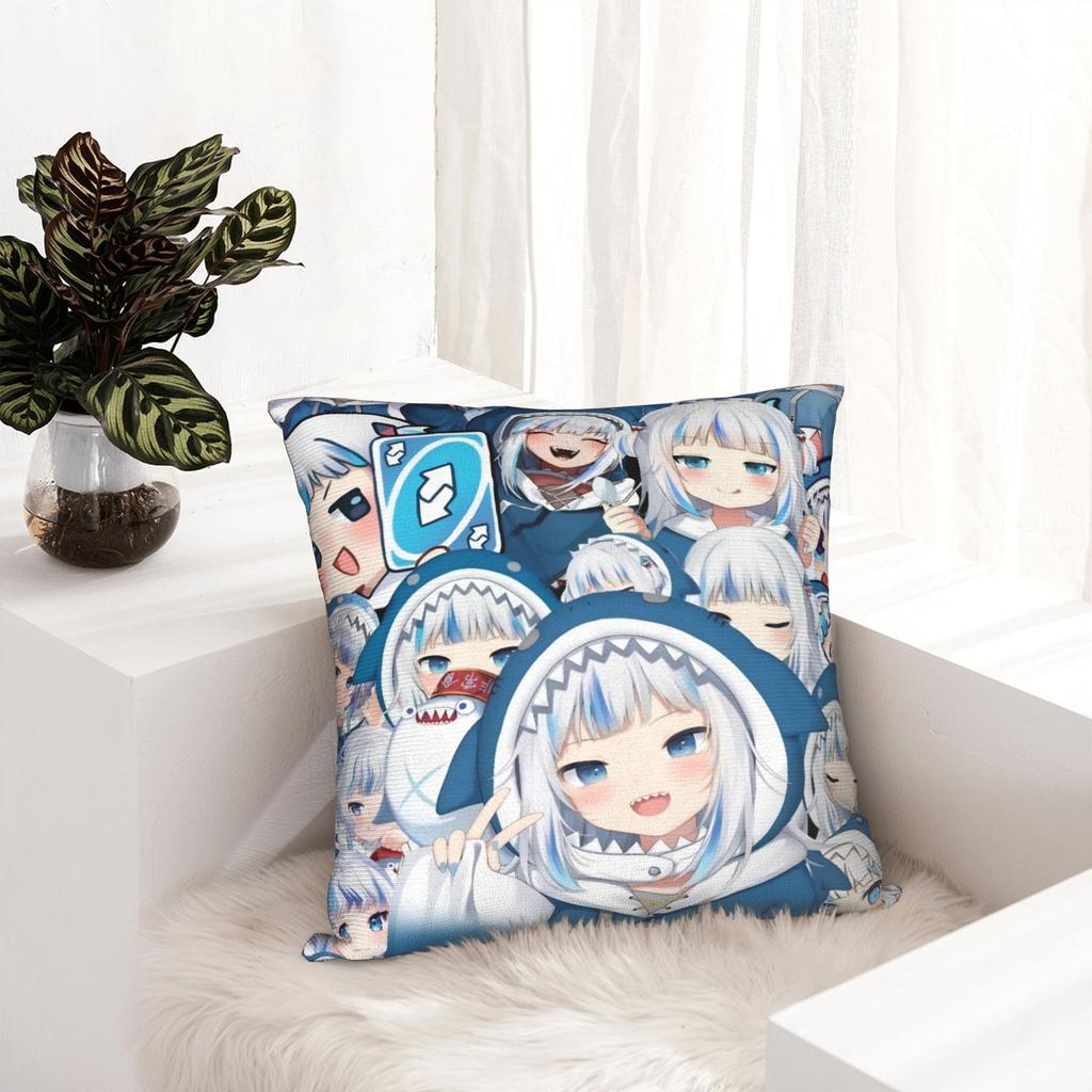 Decorative Pillow Covers Sameko Saba X Gawr Gura Merchandise Home Throw Pillow Case Cover Zipper Multi-Size