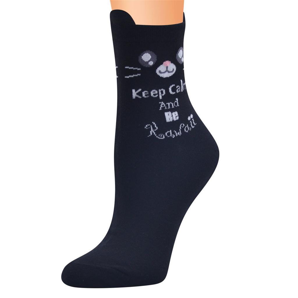 Casual Work Socks Cartoon Cat Printing Cotton Blend Medium Sports Socks