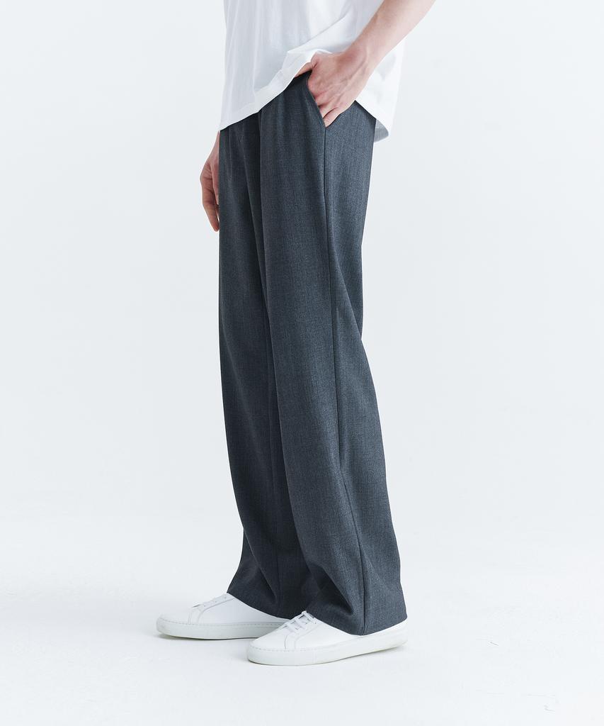 WHOLOVESART [Summer Fabric Added] Unisex Semi-Wide Elastic Waist Slacks Gray