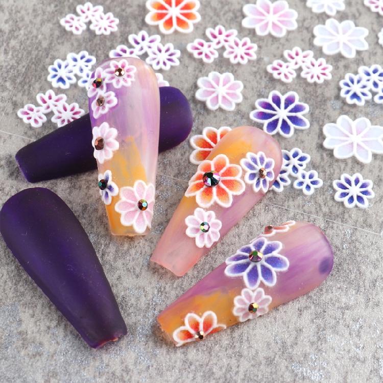 Embossed Flower Nail Sticker Self-adhesive 5D Art Embossed Nail Stickers Flower