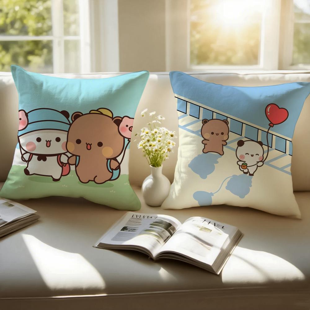 Cartoon Bubu & Dudu Lovely Cushion Cover Pillowcase Short Plush Invisible Zipper Room Sofa Cushion Cover