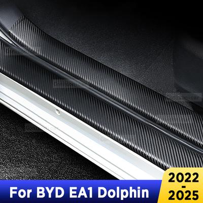 Dla BYD EA1 Dolphin EV Osłona Tylnej Klapy Samochodu Nakładki na Progi Drzwiowe Wzór Włókna Węglowego Akcesoria Skórzana Stylizacja Naklejka Samochodowa Listwa