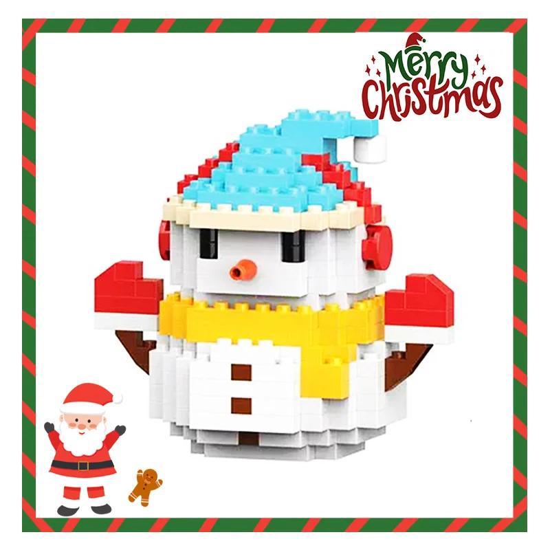 Weihnachtsgeschenke Baustein-Serie Weihnachtsmann Rentier Puzzle Zusammenbau Steine Tischdekoration Spielzeug für Kind Weihnachtsgeschenk