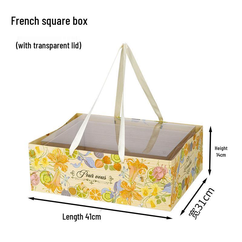 Ins Style Transparent Fruit & Flower Gift Box, 10 Jin Capacity, Leather Mixed Gift Box