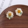 Summer Small Fresh Dried Flower Small Daisy Resin Earrings Girlish Lily Stud Earrings Sweet Cute Wind Daily Earrings