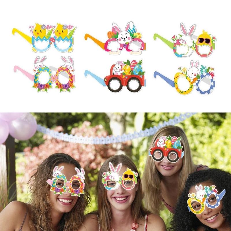 Pack Of 6 Easters Paper Glasses Elegant 3D Eyeglasses for Festival Parties Handmade Eyewears Festival Accessory