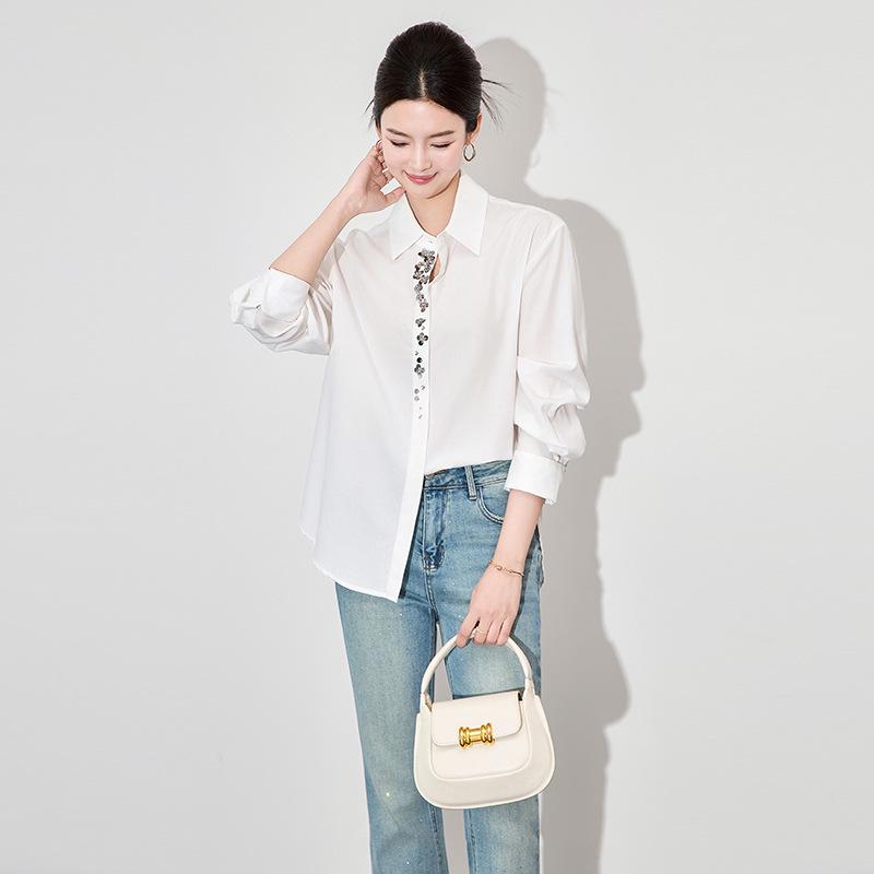 

Топ с длинным рукавом и пайетками - Стильный, изысканный модный дизайн для женщин L белый