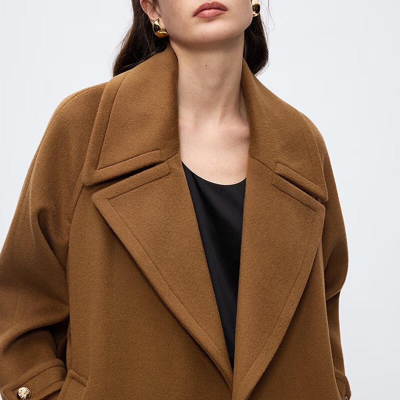 LANGZI Women's Wool Blend Lapel Coat