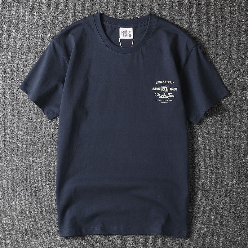 Foreign Trade Cut the Tag Off Tail Goods Leak-Picking New Couple High Cotton Personality All-matching Men's Thread Round Neck Short Sleeve T-shirt