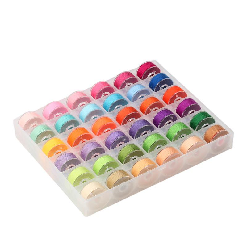 Transparent Bobbin Case with 36 Slots and Colorful Threads