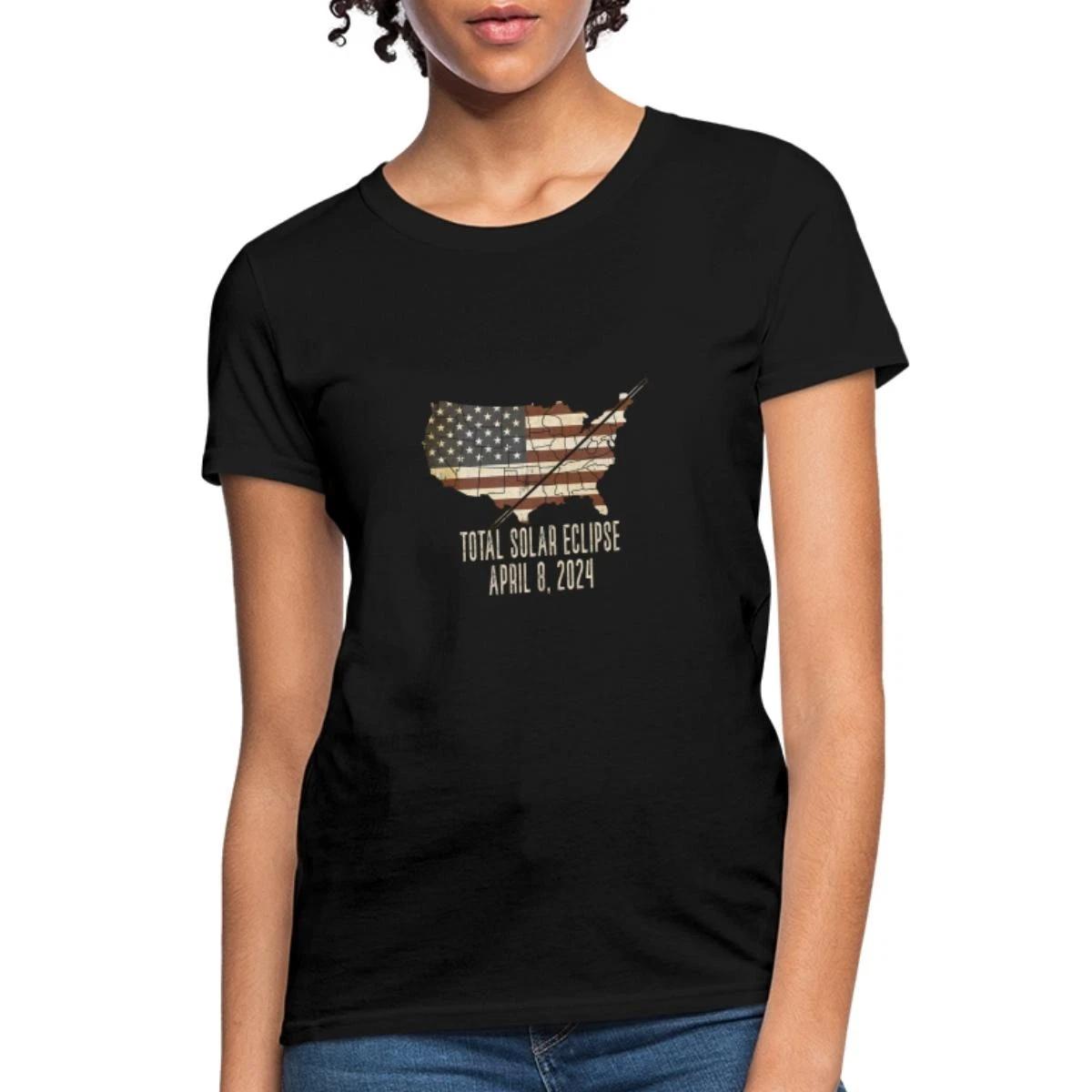 Total Solar Eclipse April 2024 Map Women s T-Shirt XL