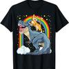 Cat Riding Dinosaur T-Rex Kitten Rainbow Dino Funny T-Shirt