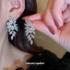 Silver Needle Zircon Leaf Fringed Earrings High Sense Internet Celebrity Style Earrings Personalized Design French Light Luxury Earrings Wholesale