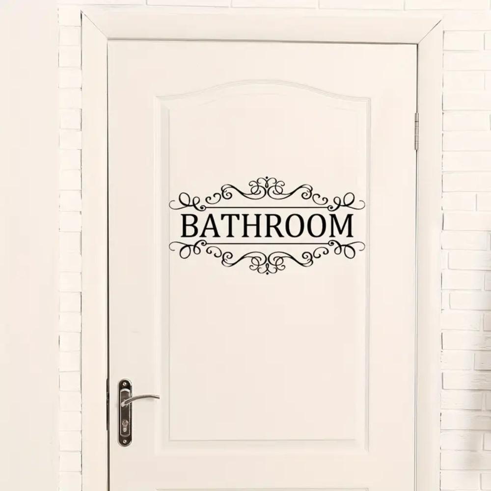 Black Toilet Door Stickers Removable Bathroom Wall Sticker WC Doorway Sign  Cabinet