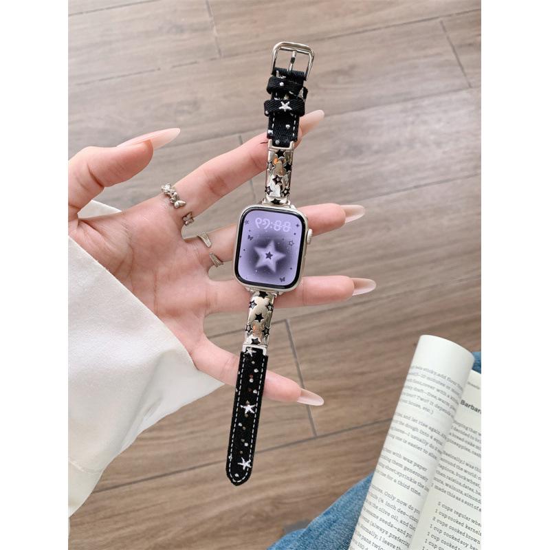 Star Denim Watch Strap for Apple 11th Gen, Huawei GT6, and Xiaomi 9 Pro Female Models