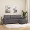 Vidaxl 3-Seater Sofa with Footstool, Grey, 180 Cm, Faux Leather