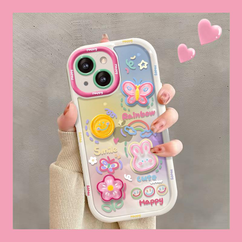 Applicable To Apple 14 Mobile Phone Case IPhone 13pro Smudge Three-dimensional Butterfly Chain 12/11 Transparent Silicone Anti-fall