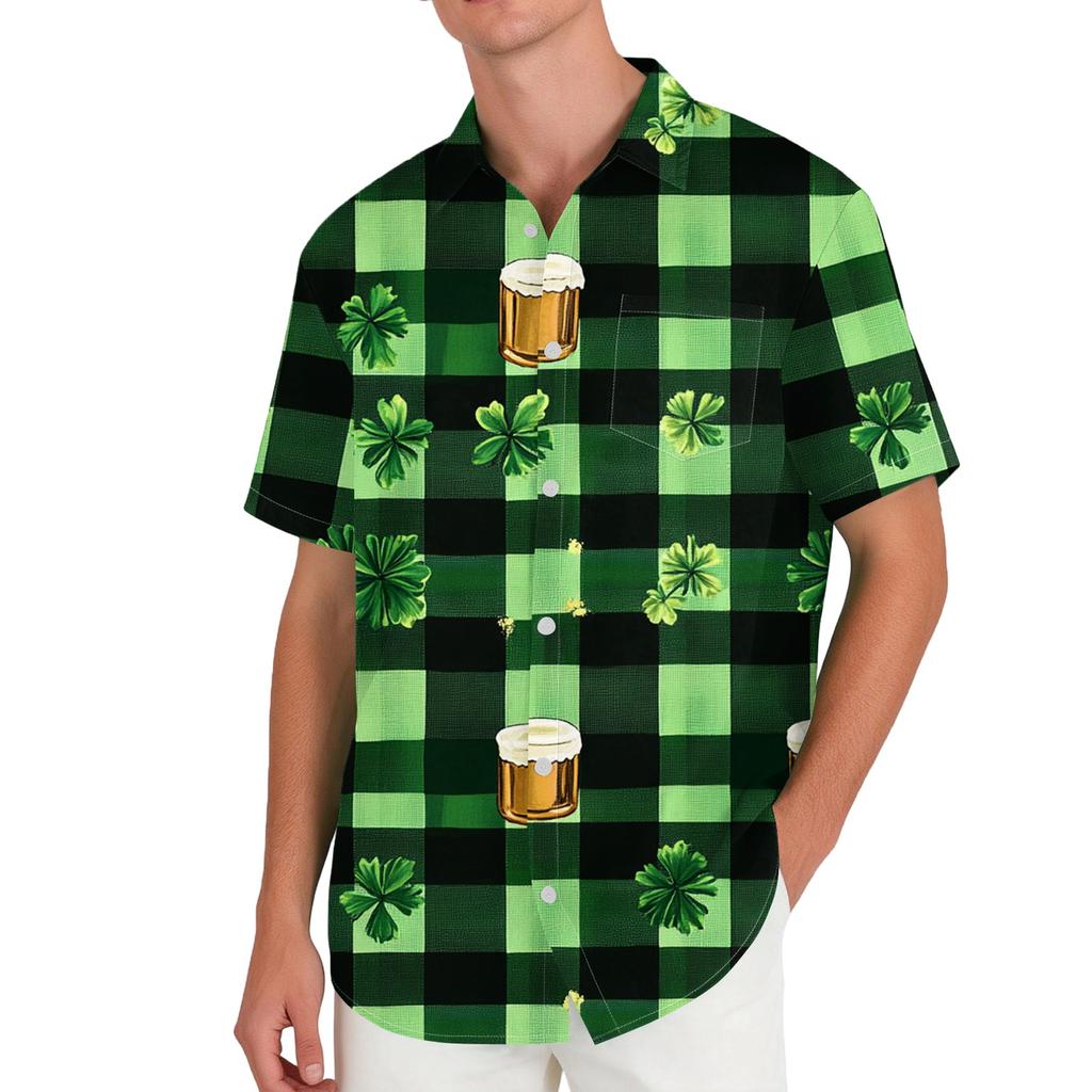Men's loose and casual flag-print T-shirt, short sleeve shirt