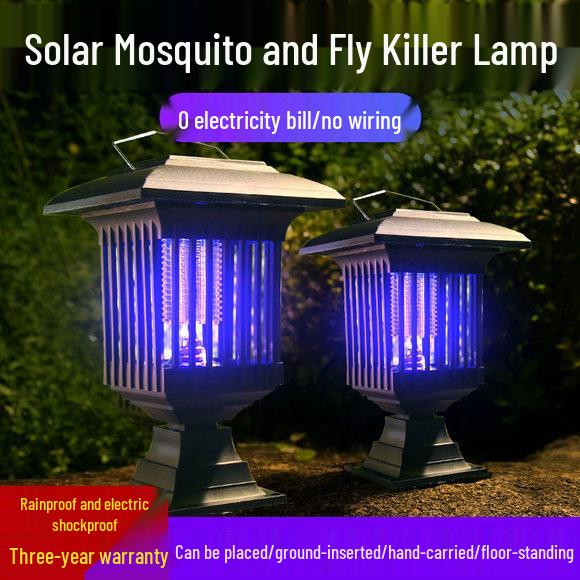 Solar Mosquito Repellent Lamp: Outdoor Garden Handheld Insect Killer Stainless Steel Light