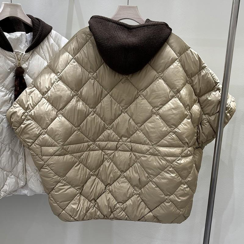 Womens Lightweight Hooded Down Vest Cape Coat 50% Duck Fill Loose Fit Winter Daily Wear