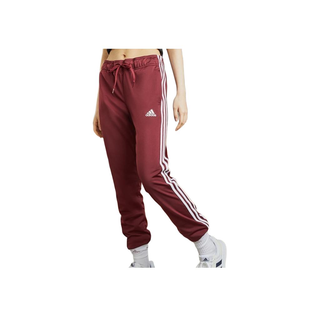 Adidas Vintage Sportlich Bequem Seite Drei Streifen Bündchen Logo Stickerei Muster Freizeit Hose Damen Hose Dunkelrot IM2819