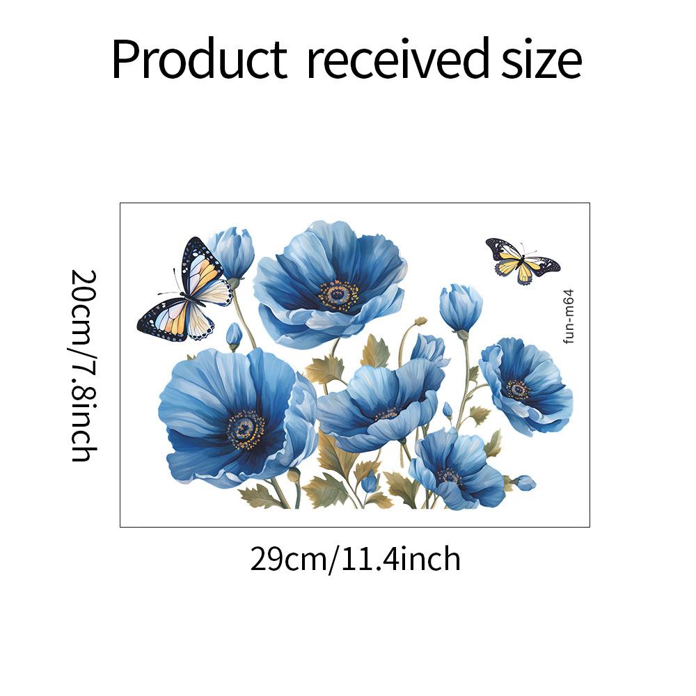 

Акварельный синий цветок мак туалет с ванной наклейка на стену ванной комнаты 20*29CM/fun-m64