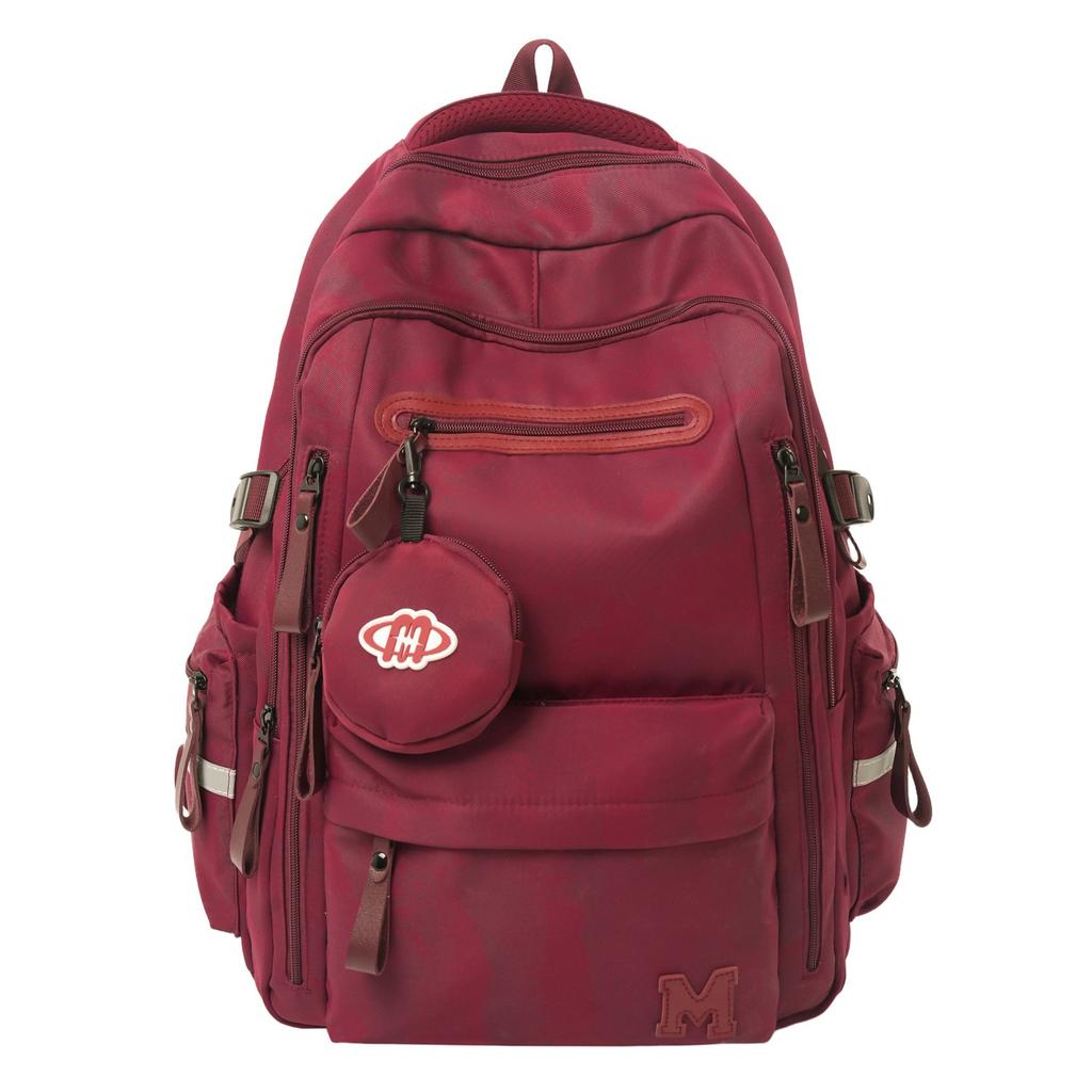 Schoolbag new Korean ins schoolbag women's high-value solid-color backpack casual simple and lightweight travel large-capacity backpack