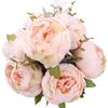 Faux Peony Bouquet 13 Heads Flowers Bud Vintage Artificial Peony 47cm Silk Flowers for Wedding Home Decoration,1pc