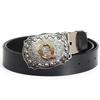 Trendy Men's Retro Q Letter Belt - European Style Black Cowhide Jeans Belt