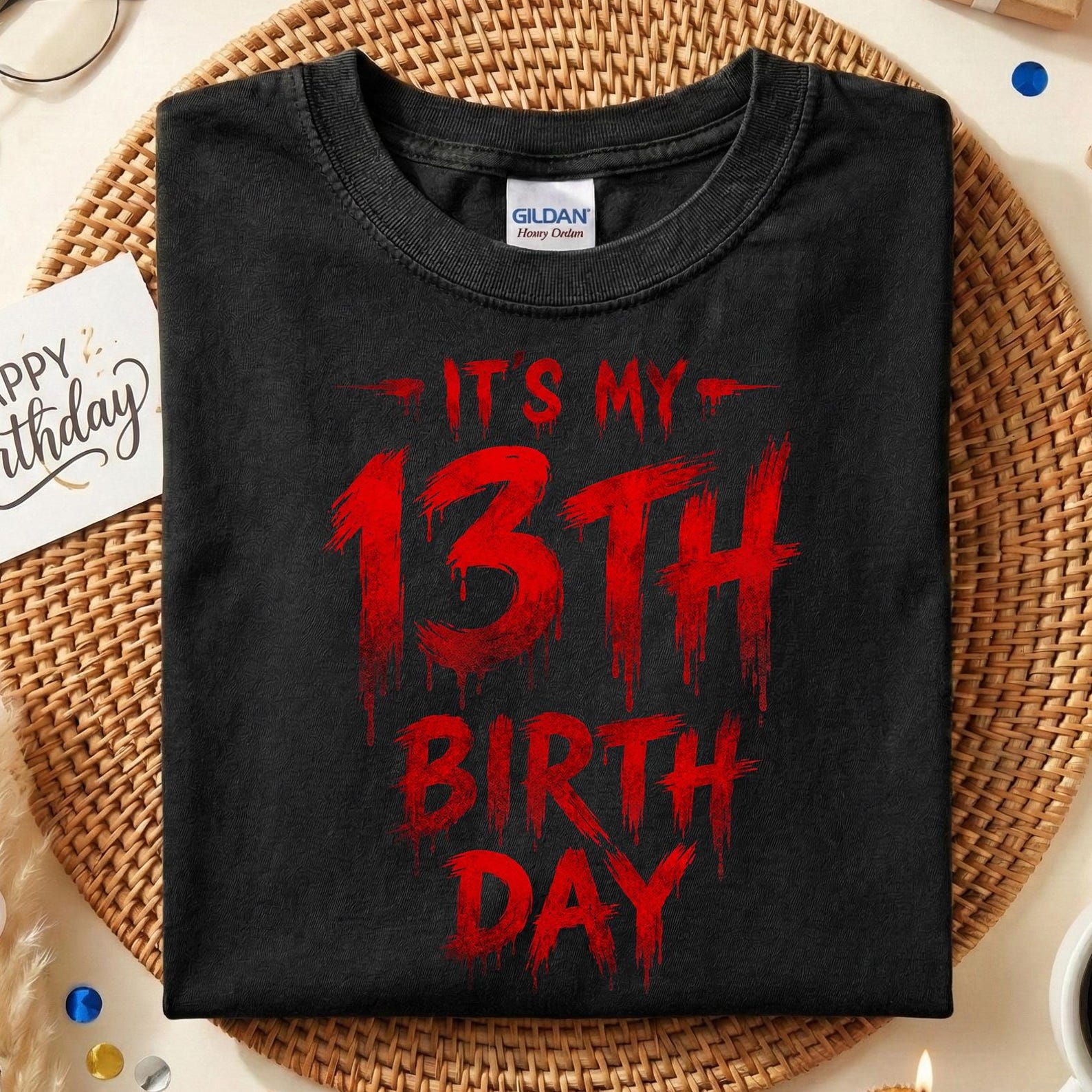 Gothic 13th Birthday Shirt, It s My 13th Birthday Tee, Official Teenager Birthday Shirt, Spooky Birthday Tee, Halloween Birthday Boy Shirt 130