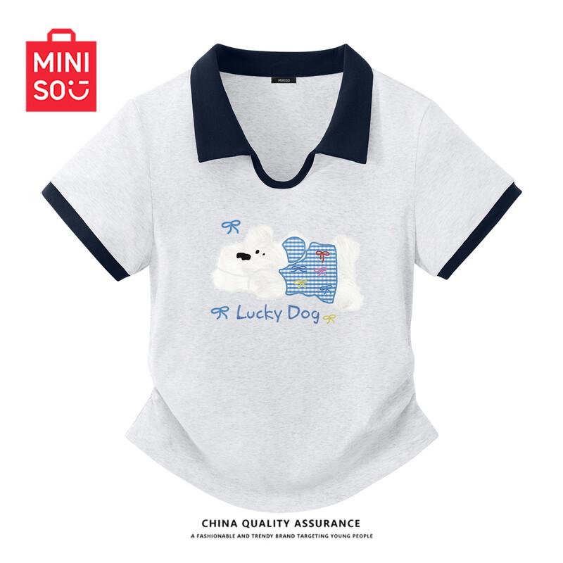 MINISO Women s Summer Slim-Fit Polo T-Shirt S