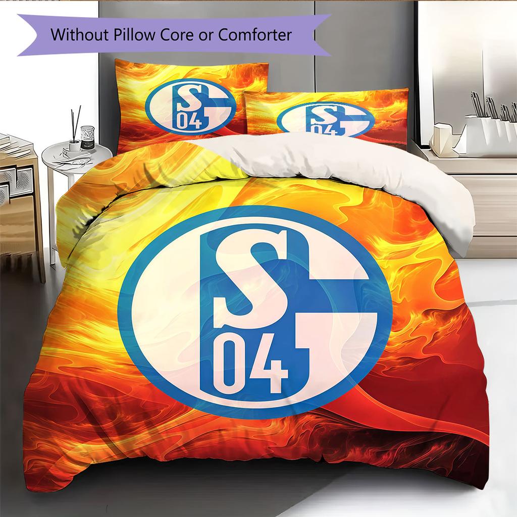 Set Copripiumino Trapuntato con Logo Schalke Federa Decorazione per la Casa Regalo di Compleanno (1 * copripiumino + 2 * federa, senza nucleo)