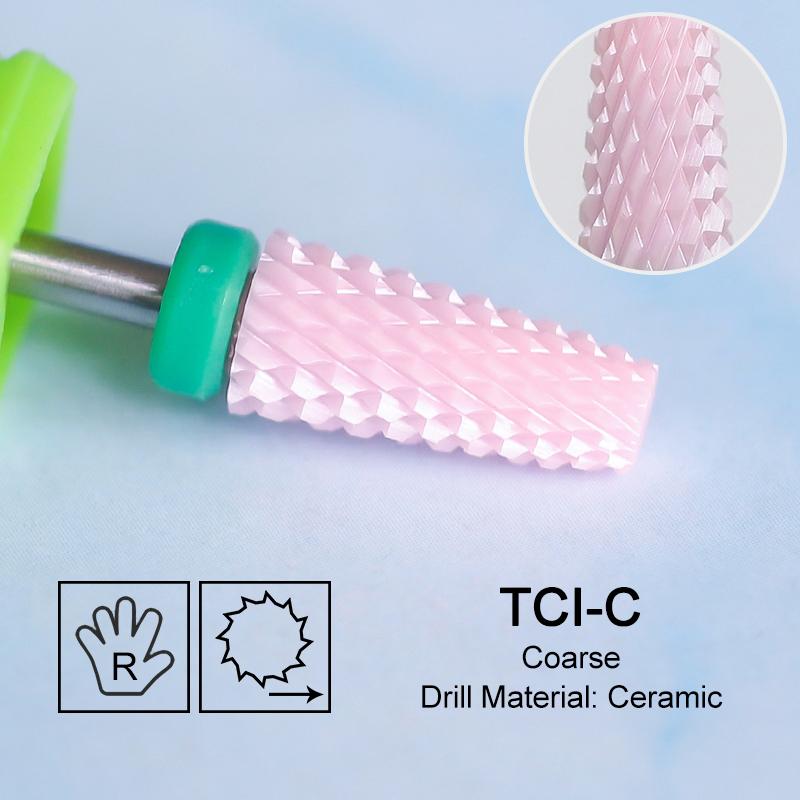 Ceramic Milling Cutter Flame Carbide Nail Drill Bits Pink Gel Remover Electric Machine Drills Polishing Peeling Nails Art Tools