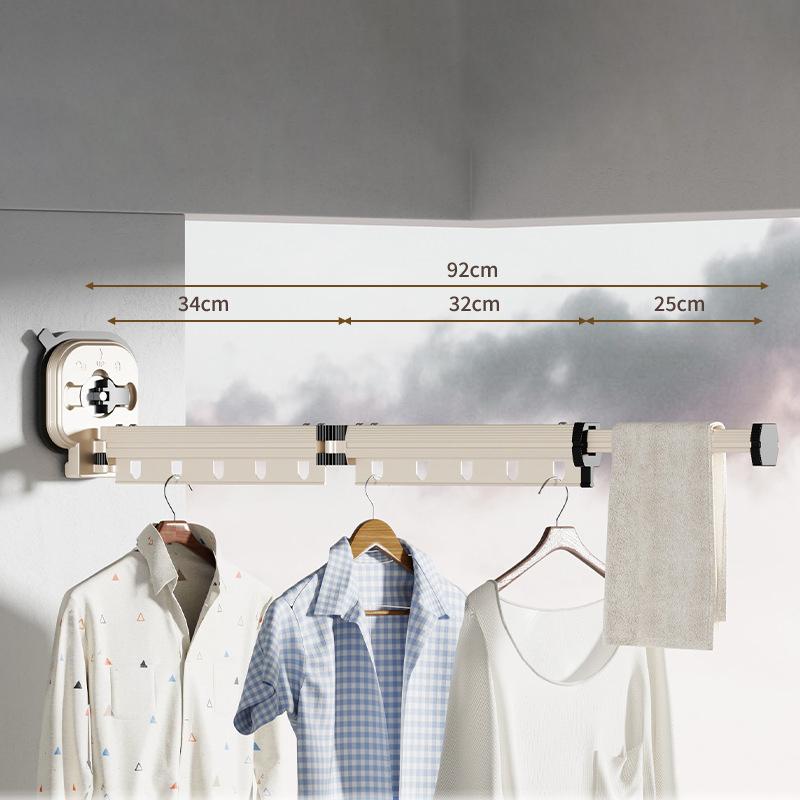 2dílný výsuvný skládací sušák na prádlo Hliníková slitina Úspora místa na balkoně/okně Závěsný sušák na přísavky