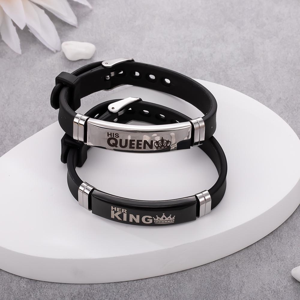 European & American Adjustable Silicone Crown Couple Bracelets - QUEEN & KING Design
