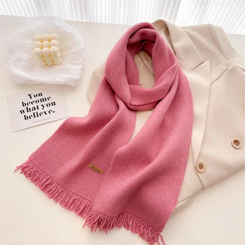 

Теплое кашемировое одеяло для мужчин и женщин, дорожный зимний шарф, модная толстая шаль из пашмины с кисточками, повседневное пончо Bufanda, новое 164x20cm