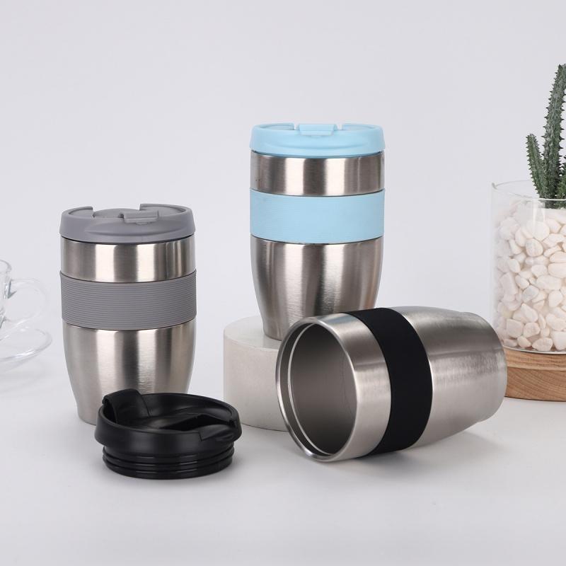 New Double-layer Vacuum Stainless Steel Thermos Cup Direct Drinking Coffee Cup with Lid Anti-scalding Water Cup Office Utility