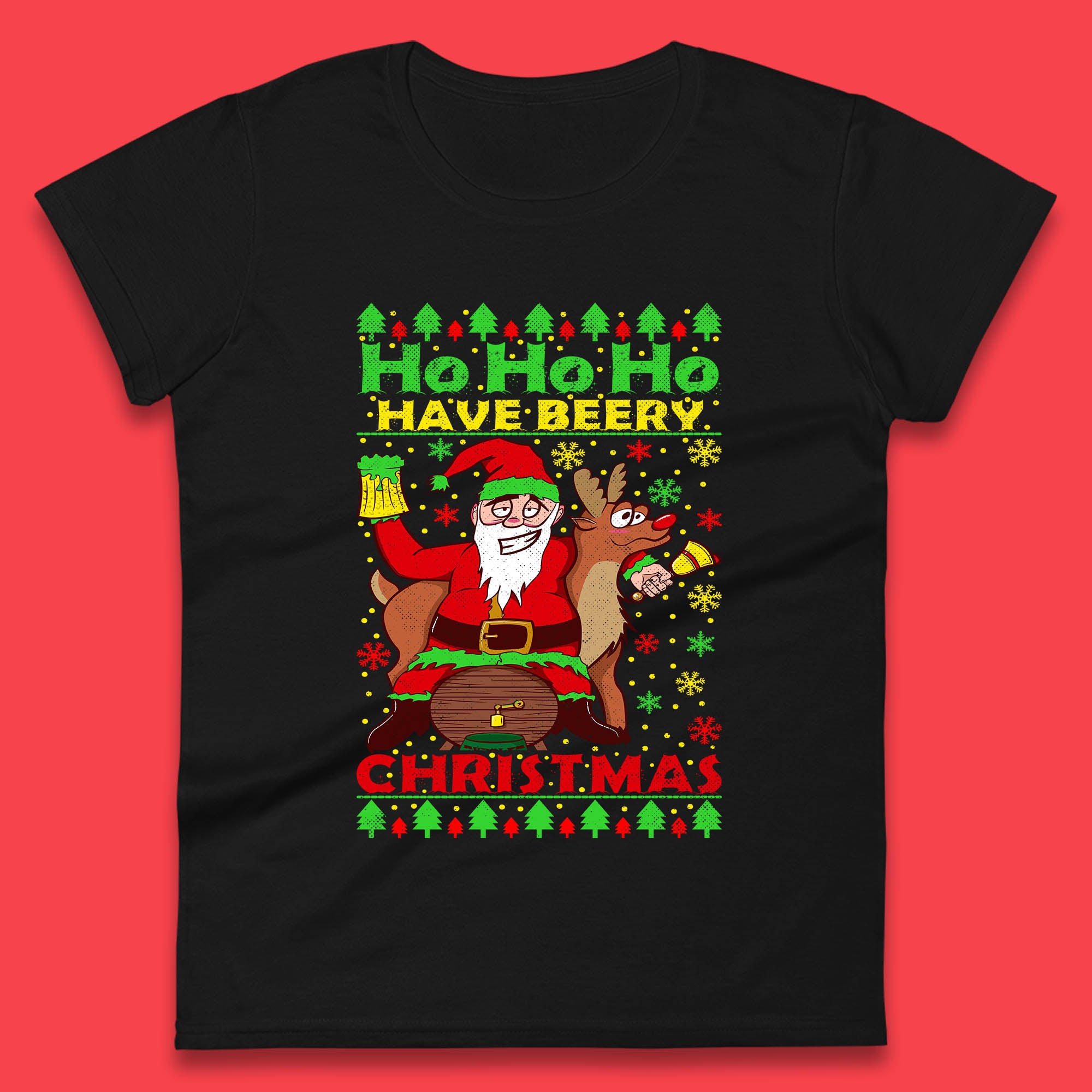 Ho Ho Ho Have A Beery Christmas Beer Womens T Shirt Mens Tops Tees Unisex 3XL