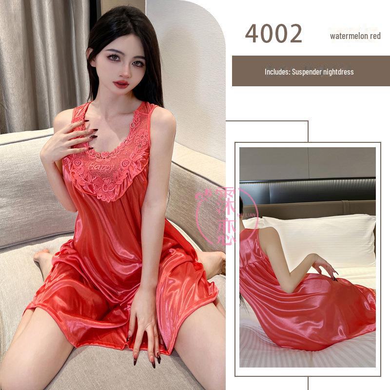 

Милан Ночная сорочка кружевная больших размеров - Корейский стиль, без рукавов One Size (up to 154 lbs)