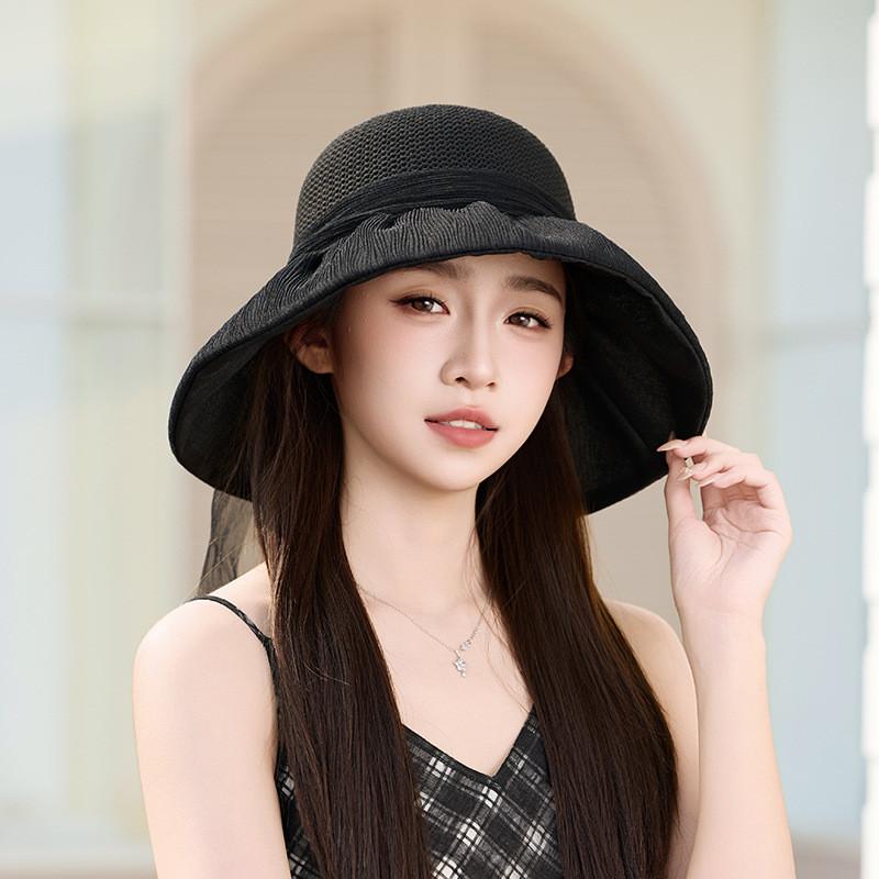 Summer Wide Brim Sun Hat For Women With Breathable Polyester Material And Adjustable Fit