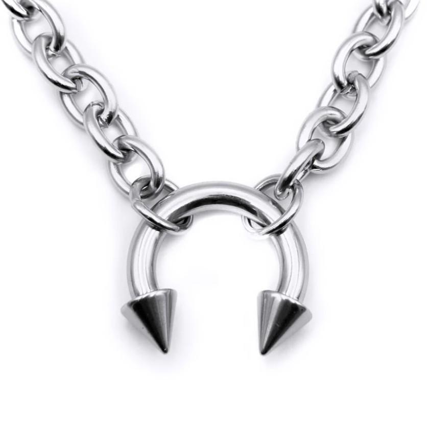 Women's Stainless Steel Nose Clip Necklace - Sexy Geometric Clavicle Chain Choker - Nightclub Jewelry