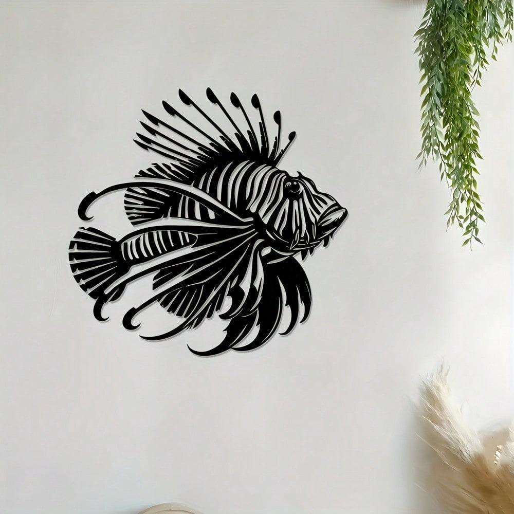 Metal Wall Art Lionfish Sea Theme Home Decor Living Room Bedroom Coastal Beach House Wall Hanging Unique Gift