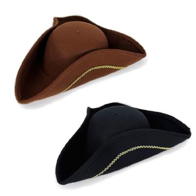 Victorian Pirate Hat With Warm Lining Gold Edged Costume Accessory Headwear For Adult Cosplay Event Cold Weather