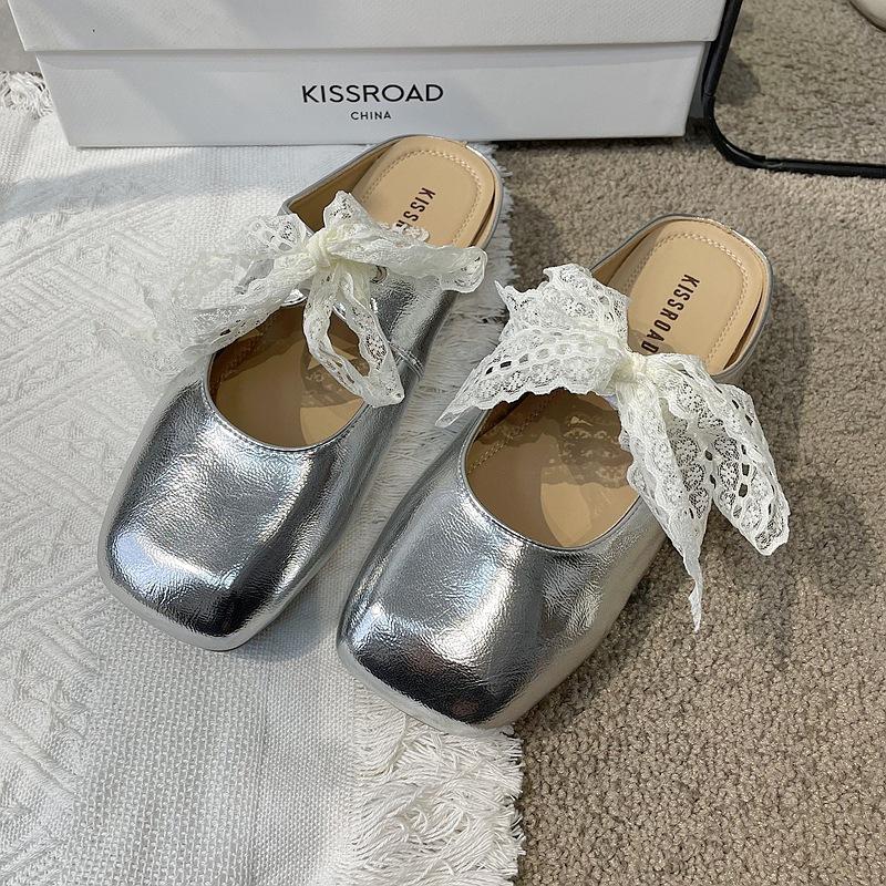 

Баотоу полутапочки женские летние для улицы 2025 новые популярные для беременных мягкая плоская подошва одна педаль Мэри Джейн прохладные тапочки 40