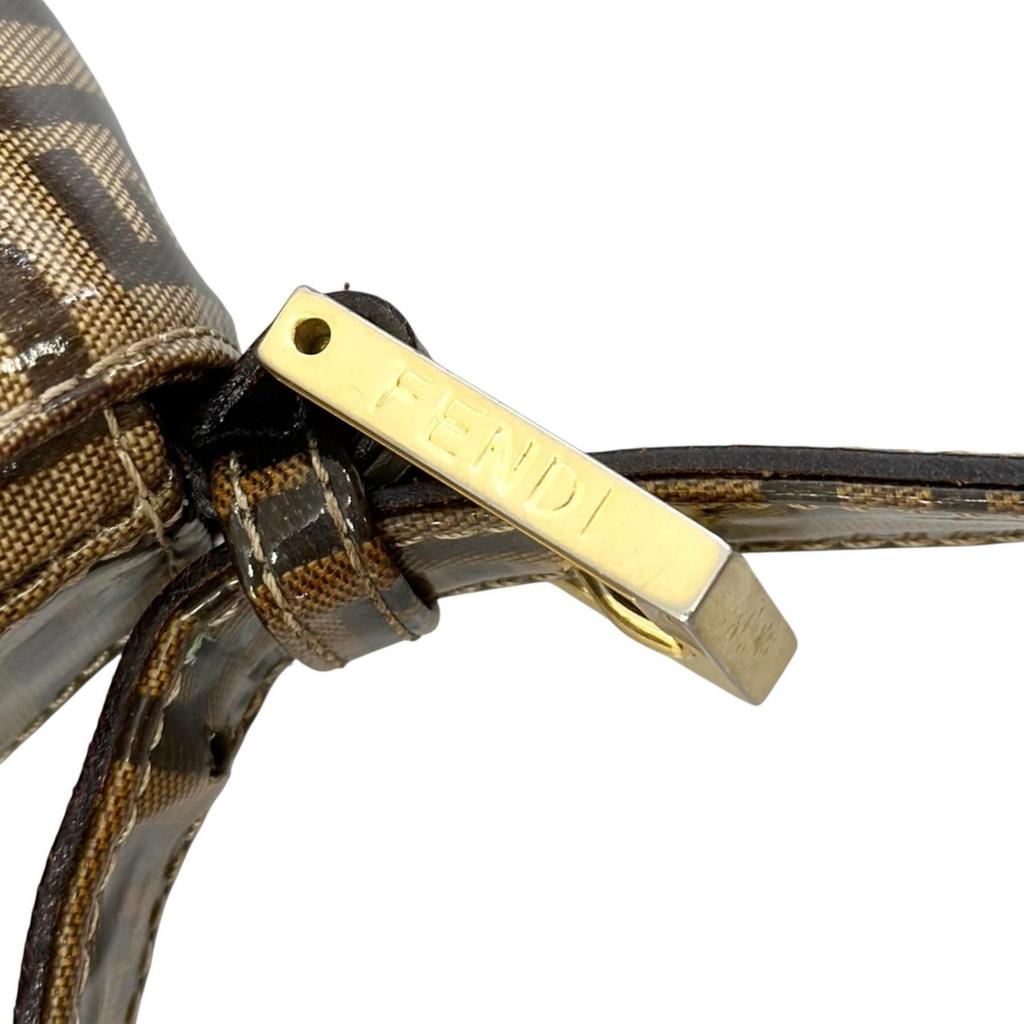 FENDI Zucchino mamma bucket Shoulder Bag Brown Women one belt used